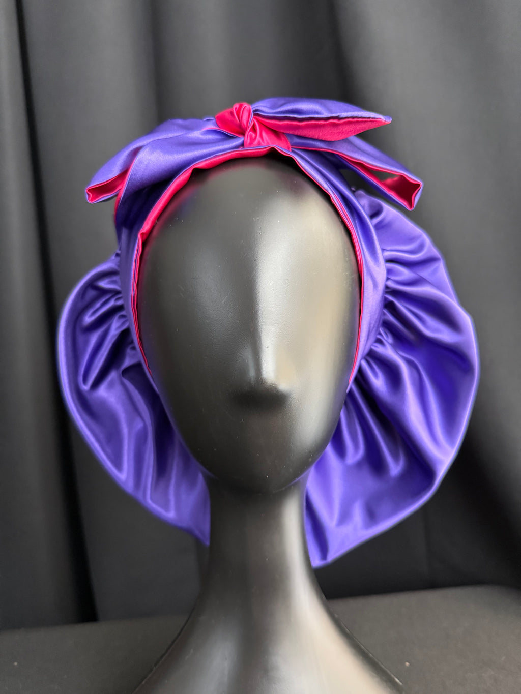 Pink/Purple Reversible Satin Bonnet