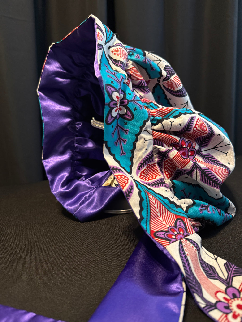 Cross Ankara & Purple Satin Bonnet