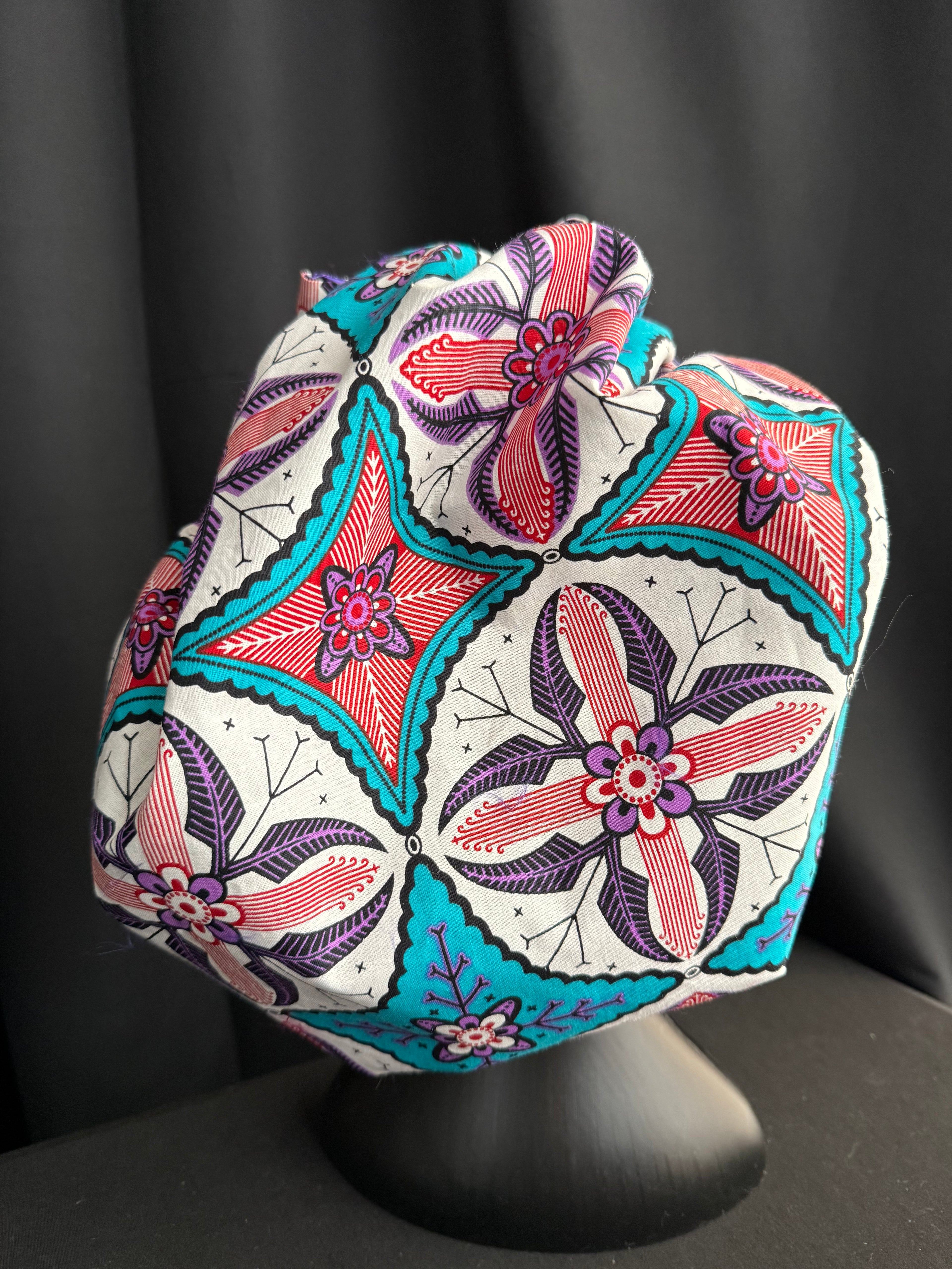 Cross Ankara & Purple Satin Bonnet
