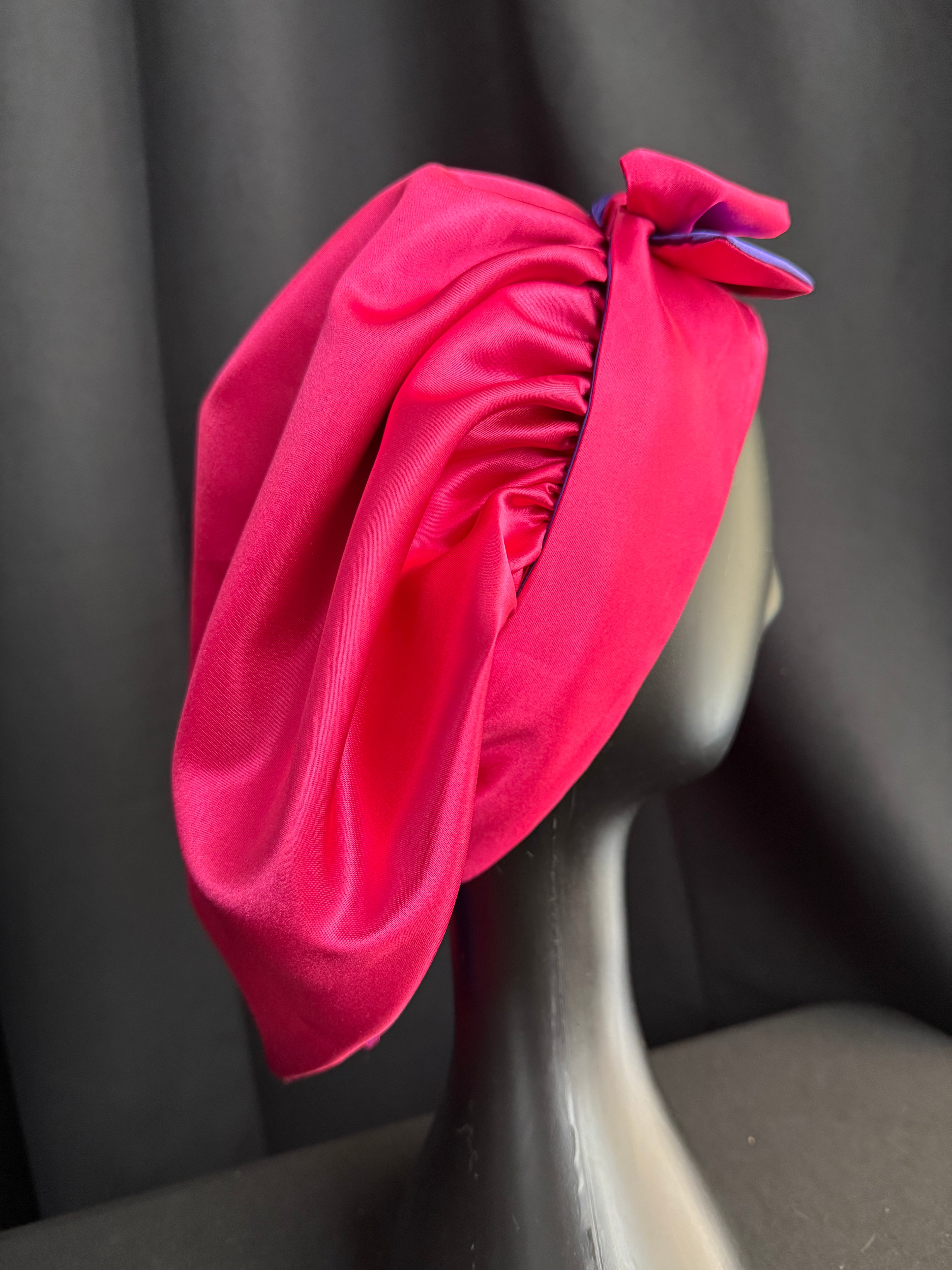 Pink/Purple Reversible Satin Bonnet