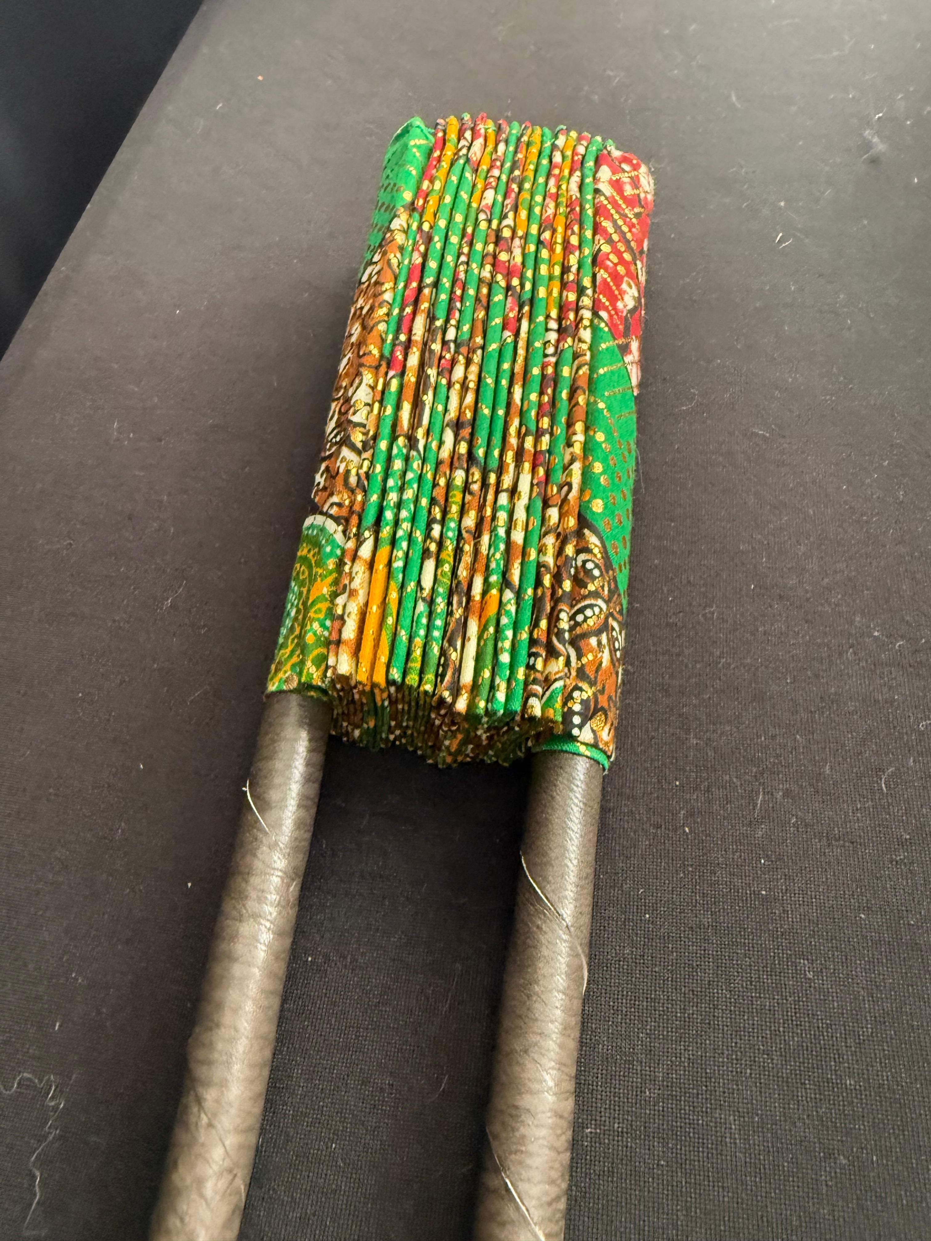 Green & Gold Ankara Accordion Fan