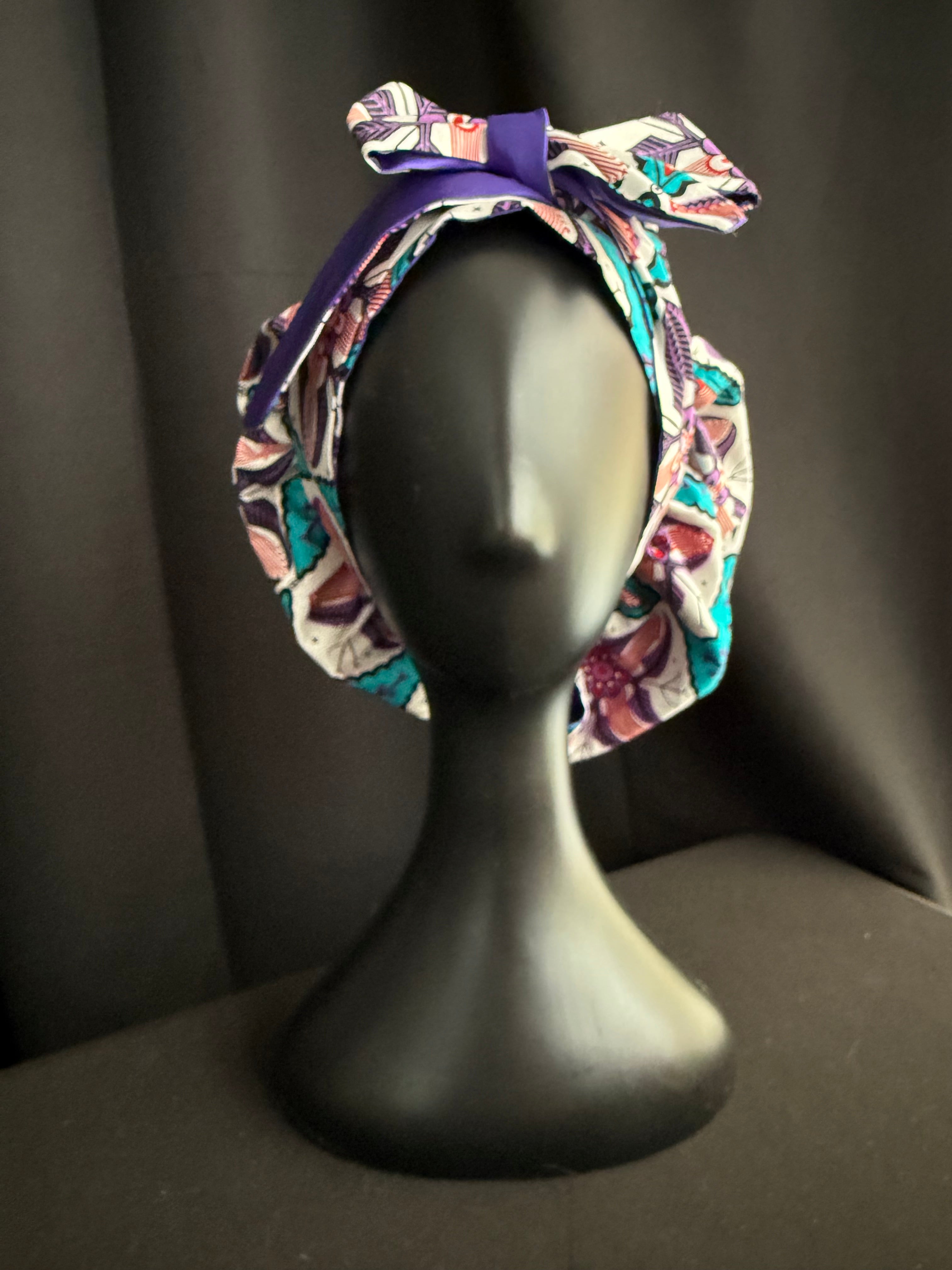 Cross Ankara & Purple Satin Bonnet