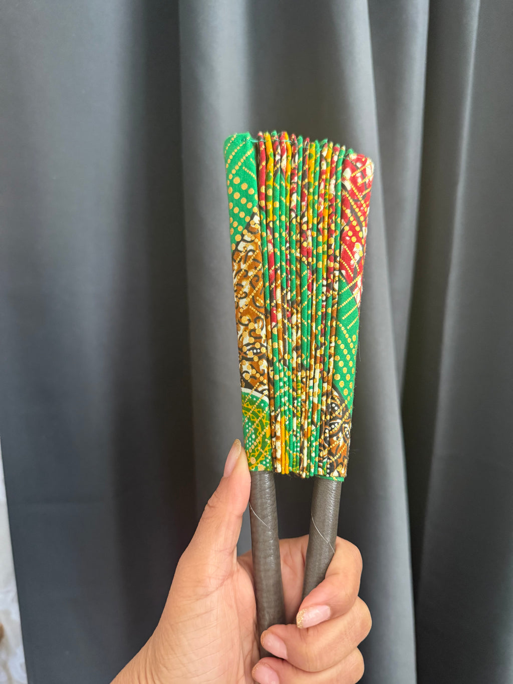 Green & Gold Ankara Accordion Fan
