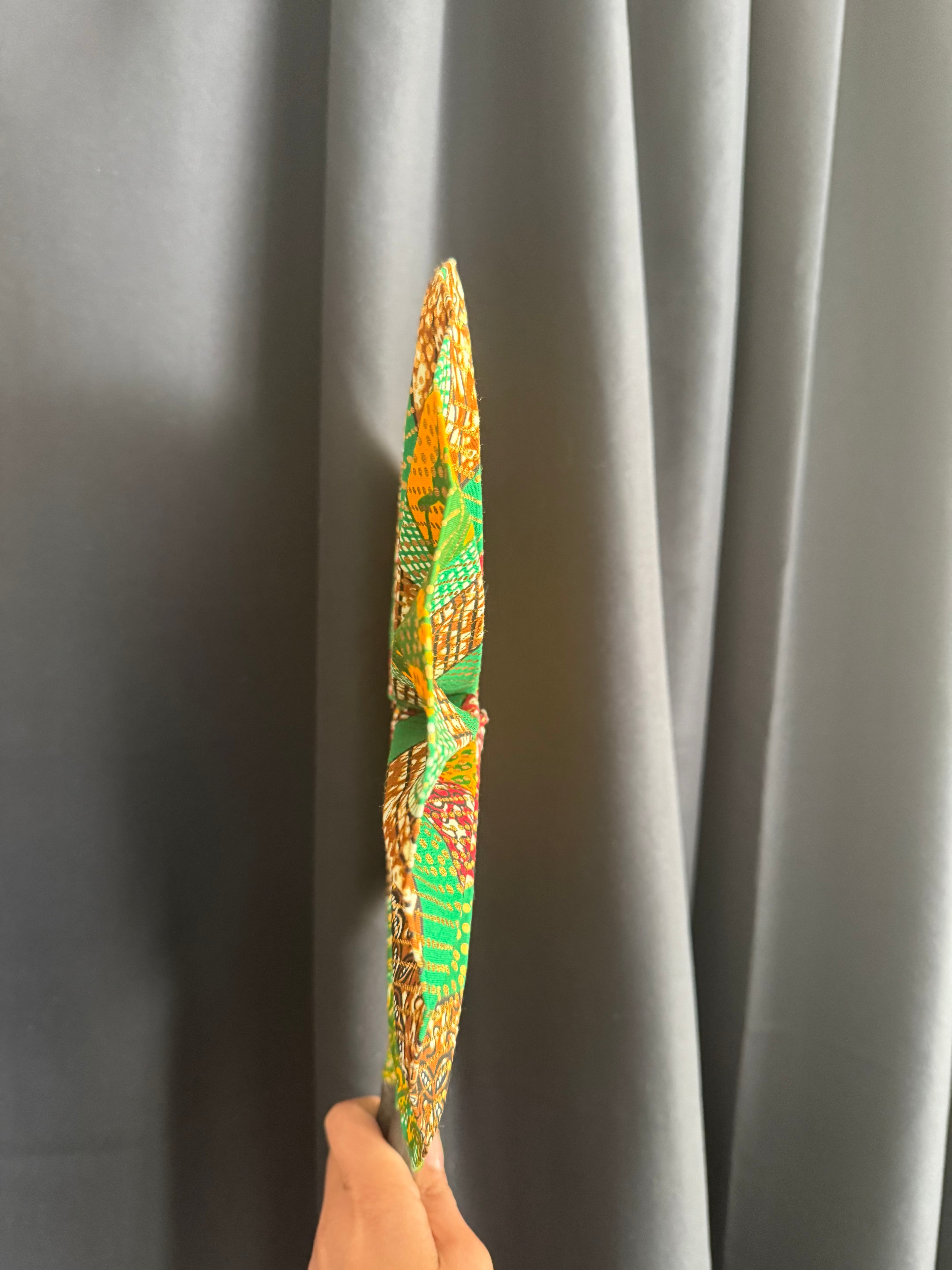 Green & Gold Ankara Accordion Fan