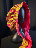 Pink Ankara Satin Lined Bonnet