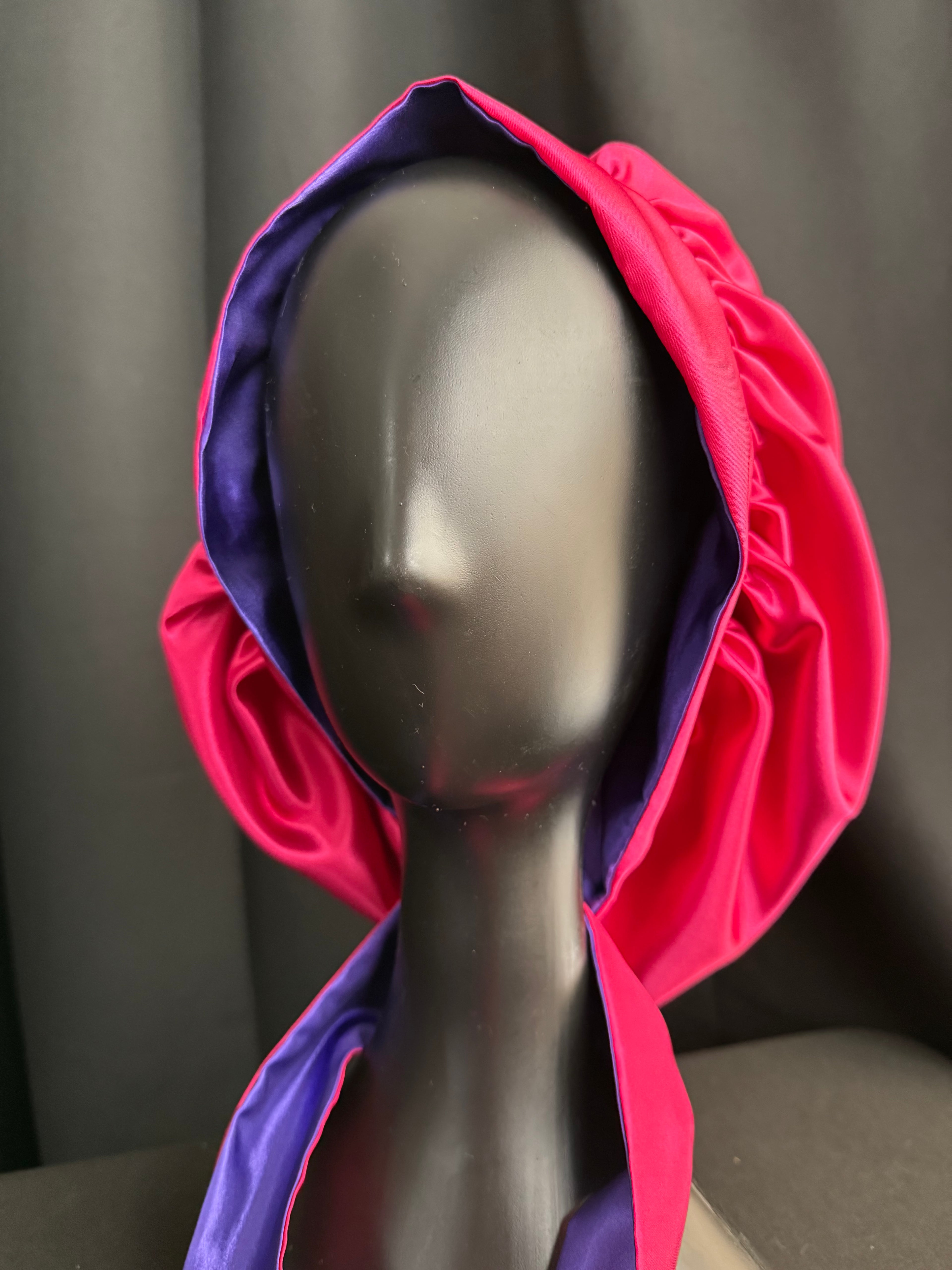 Pink/Purple Reversible Satin Bonnet