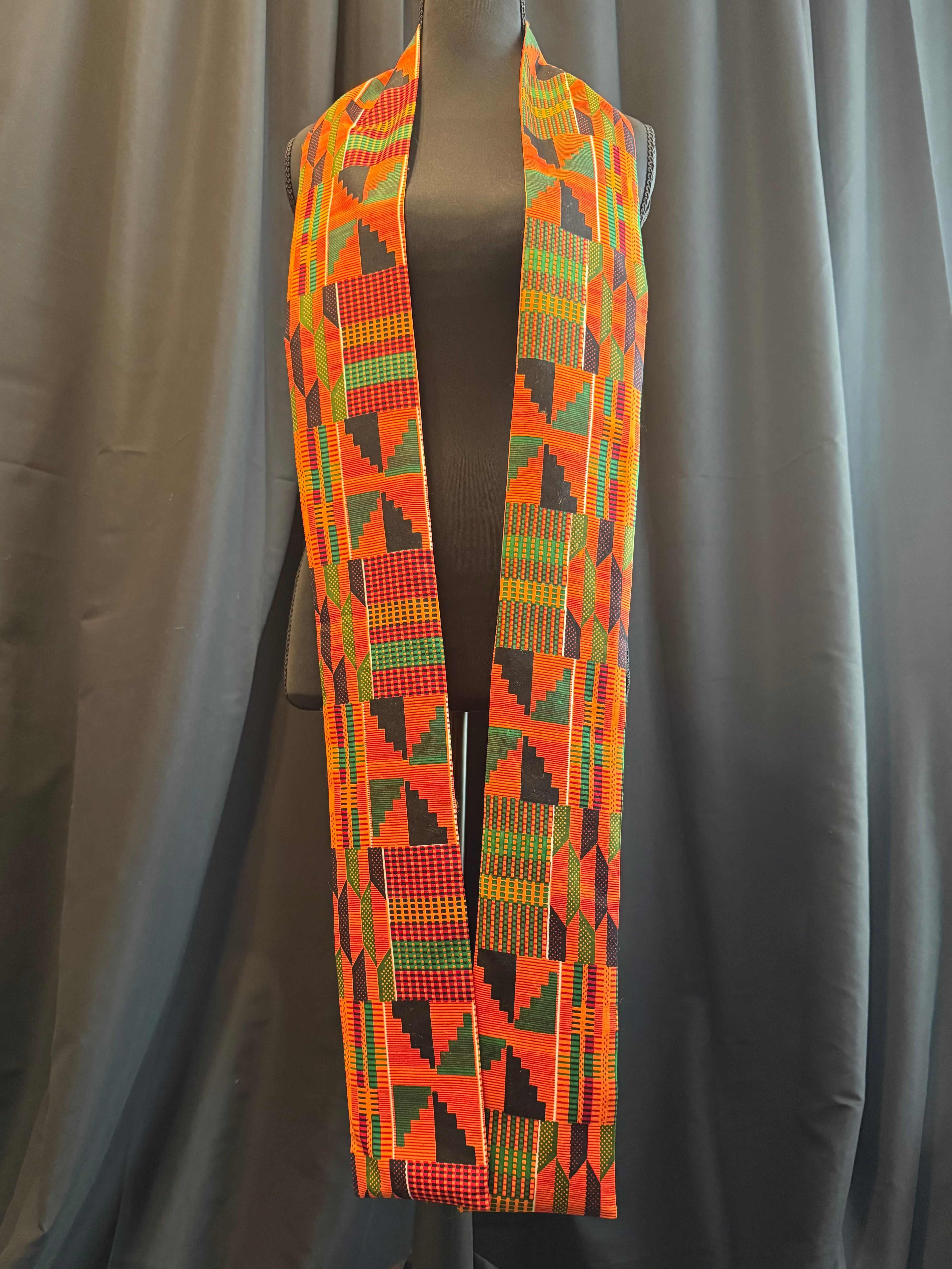 Kente & Satin Full Length Stole