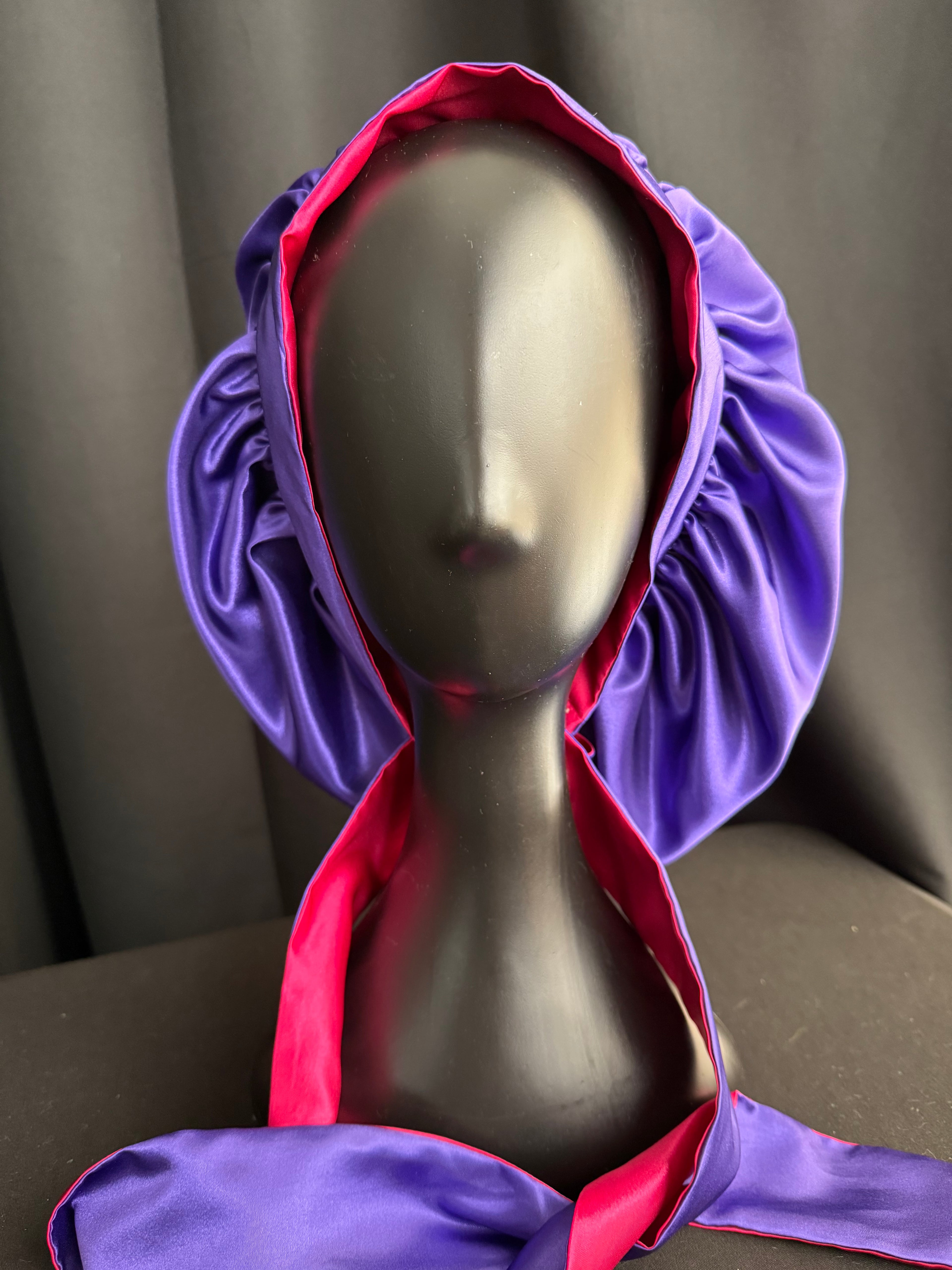 Pink/Purple Reversible Satin Bonnet