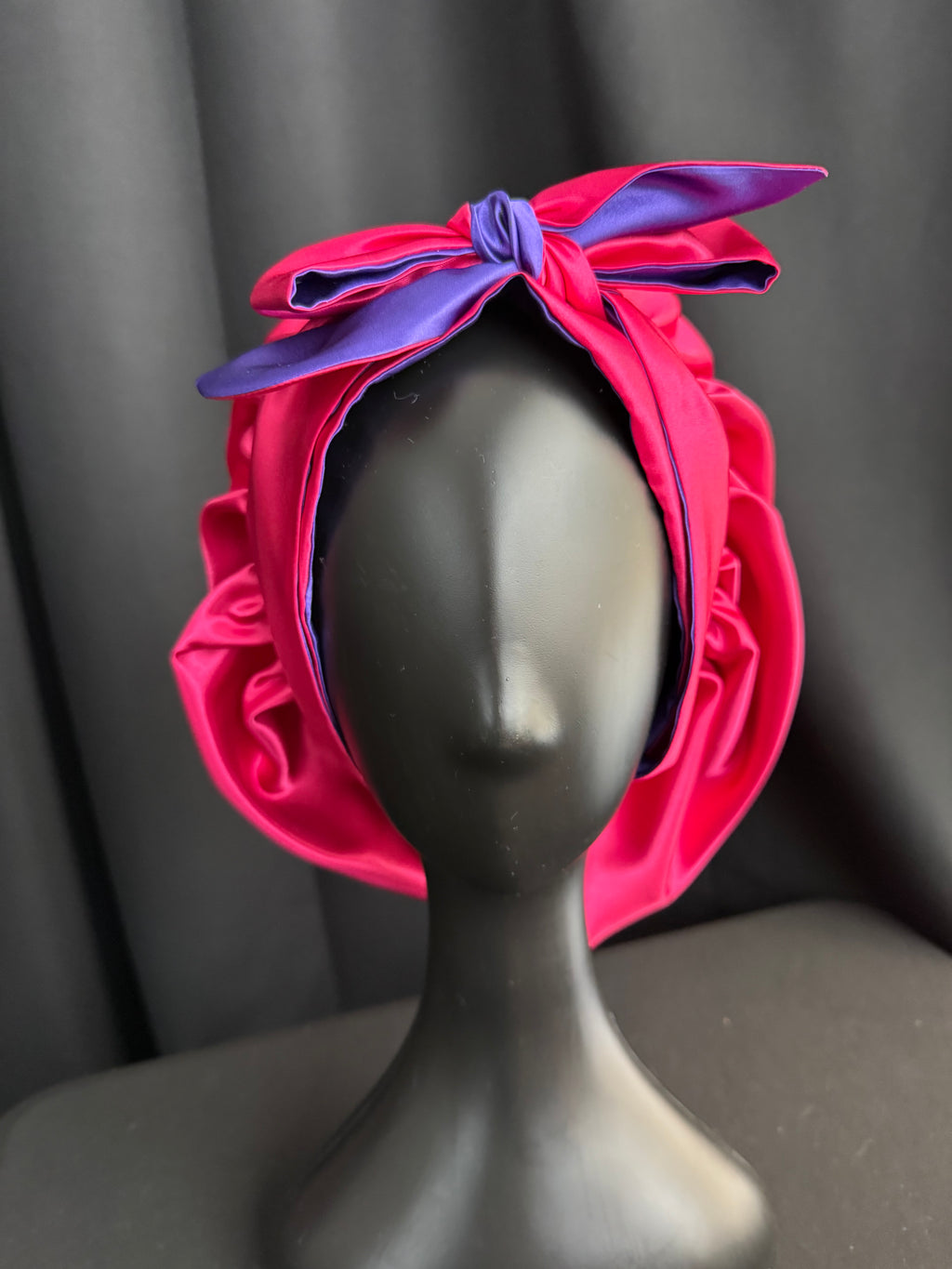 Pink/Purple Reversible Satin Bonnet