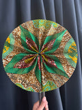 Green & Gold Ankara Accordion Fan