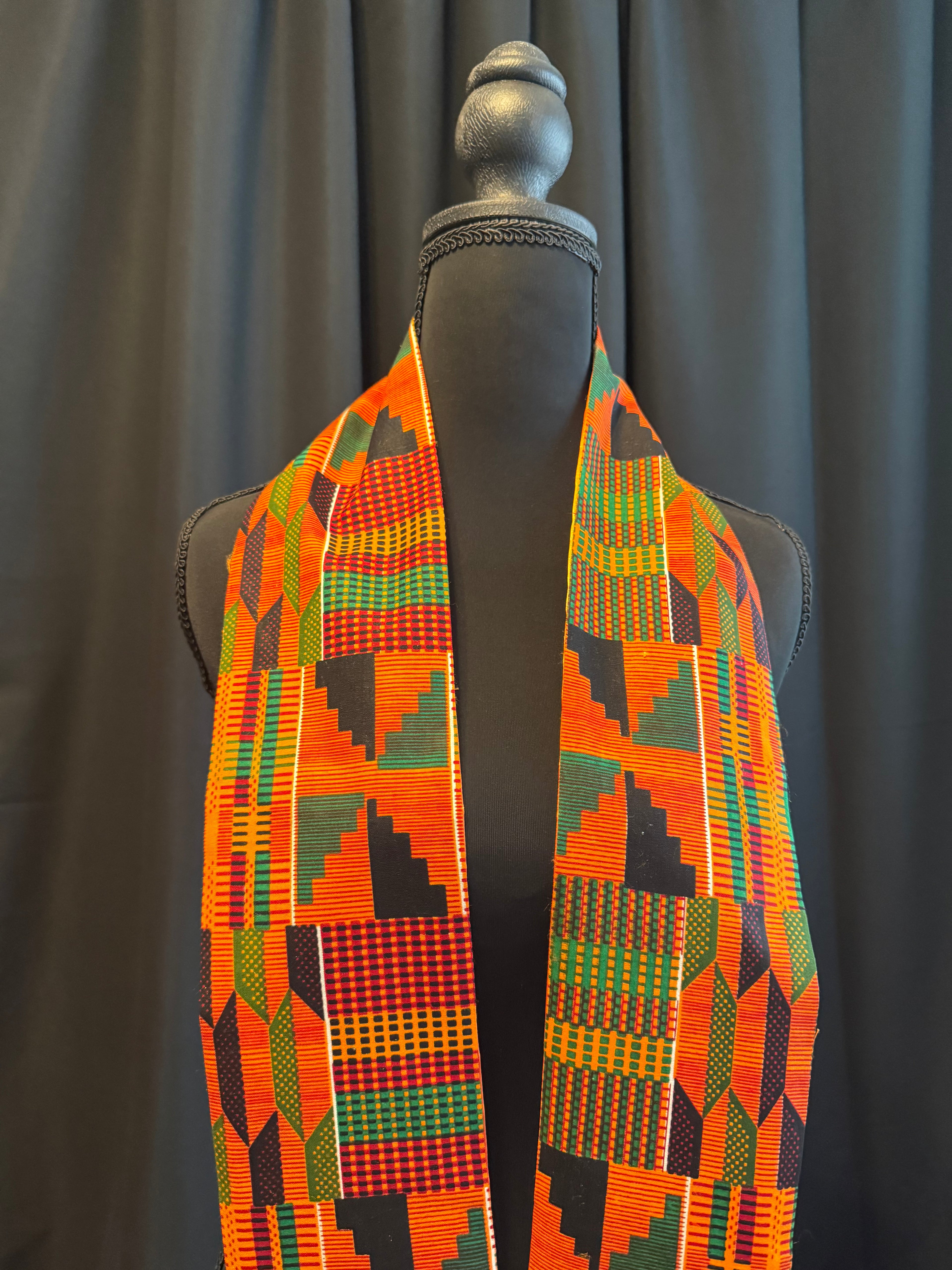 Kente & Satin Full Length Stole